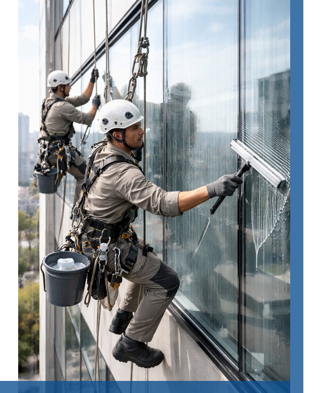 Мойка окон альпинистами в Железногорске от 4599 р. | ВЫСОТНИК-Жлк