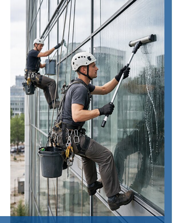 Мойка витражей альпинистами в Железногорске от 715 р. под ключ|ВЫСОТНИК-Жлк