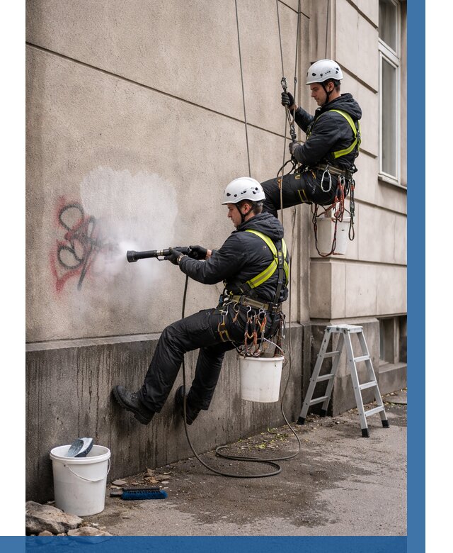 Удаление граффити с фасада в Железногорске от 4599 р. | ВЫСОТНИК-Жлк