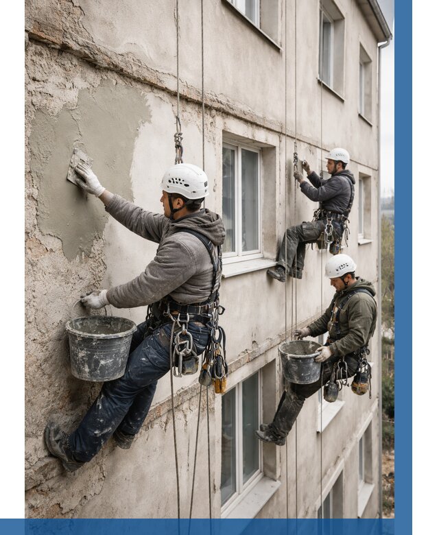 Ремонт штукатурного фасада в Железногорске от 767 р. под ключ | ВЫСОТНИК-Жлк