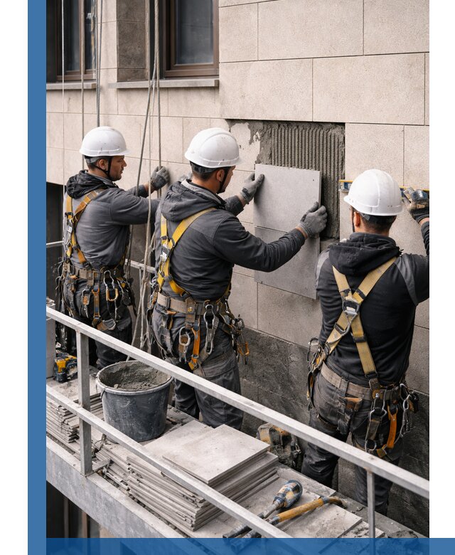 Ремонт облицовки фасада плиткой в Железногорске с гарантией