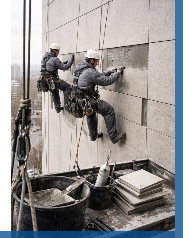 Ремонт фасада из керамогранита в Железногорске от 2555 р. | ВЫСОТНИК-Жлк