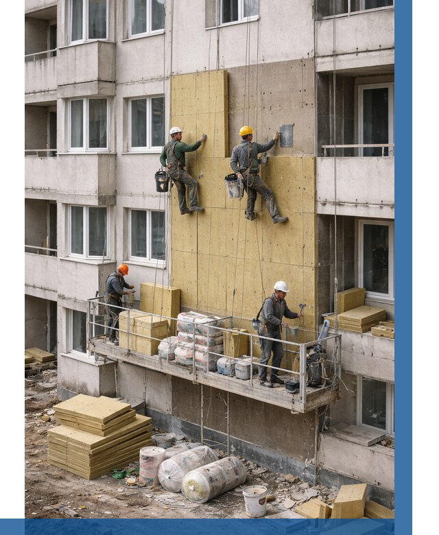 Утепление фасада минватой в Железногорске от 1533 р. | ВЫСОТНИК-Жлк