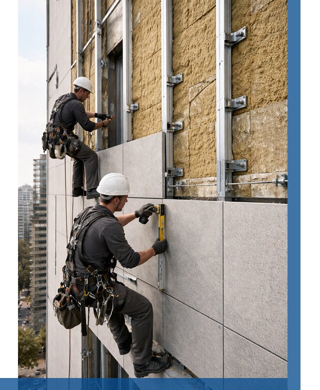 Монтаж вентилируемого фасада в Железногорске от 3577 р. | ВЫСОТНИК-Жлк