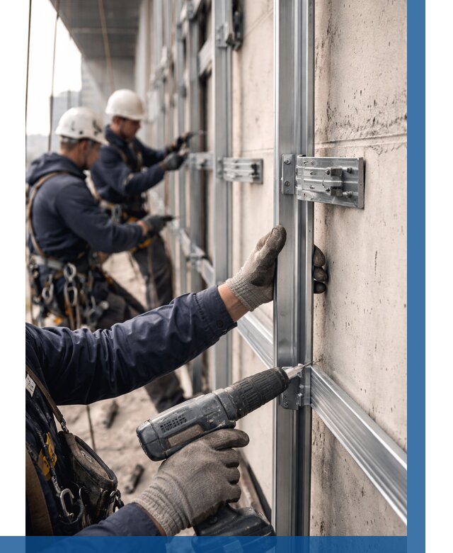 Монтаж подсистемы вентфасада в Железногорске от 869 р. | ВЫСОТНИК-Жлк