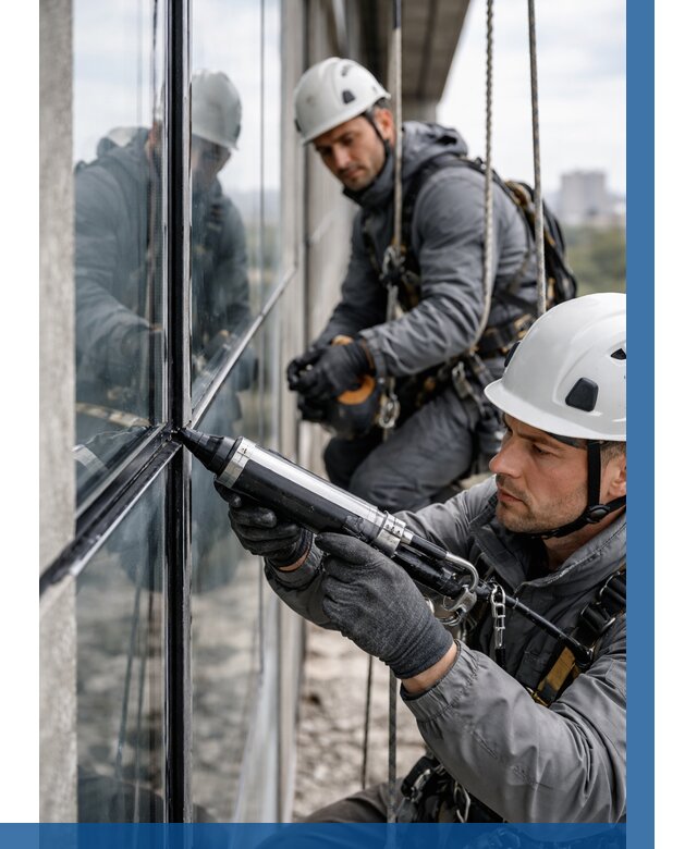 Герметизация витражных швов в Железногорске от 664 р. | ВЫСОТНИК-Жлк