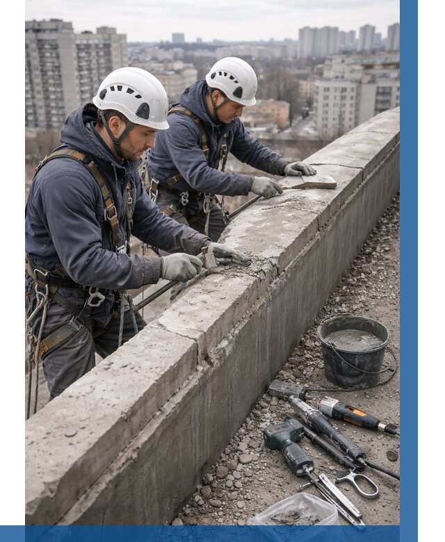 Ремонт парапета на кровле в Железногорске от 1533 р. | ВЫСОТНИК-Жлк