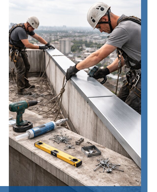 Монтаж парапетных крышек в Железногорске от 818 р. | ВЫСОТНИК-Жлк