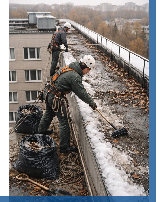 Очистка кровли по периметру в Железногорске от 562 р. | ВЫСОТНИК-Жлк