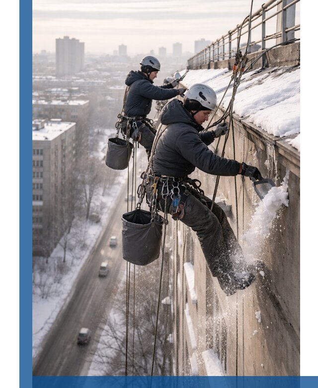 Очистка карнизов от снега в Железногорске профессионально и безопасно