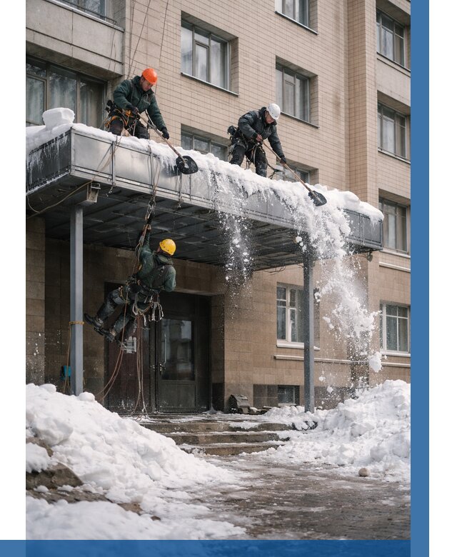 Очистка козырьков от снега в Железногорске от 3577 р. | ВЫСОТНИК-Жлк