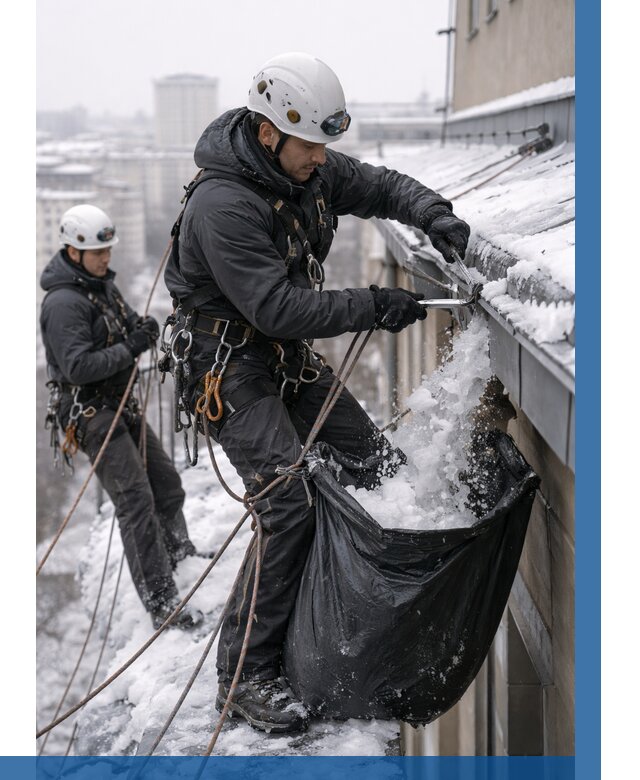 Аварийная очистка крыши в Железногорске под ключ от 307 р. | ВЫСОТНИК-Жлк