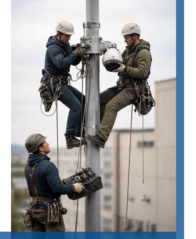 Установка видеокамер на мачте в Железногорске от 8688 р. | ВЫСОТНИК-Жлк