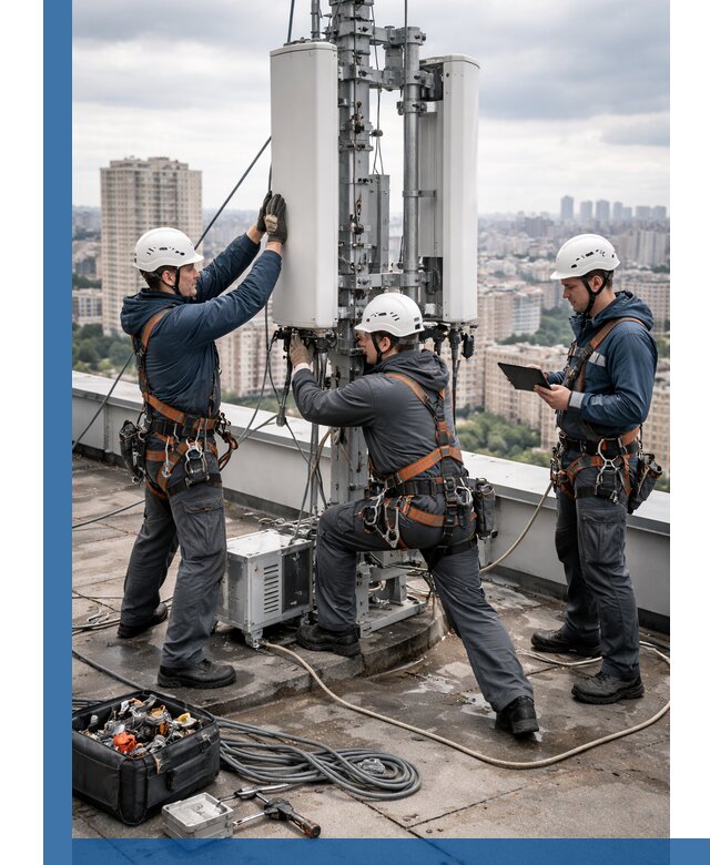 Монтаж антенн связи на крыше в Железногорске с вводом в эксплуатацию