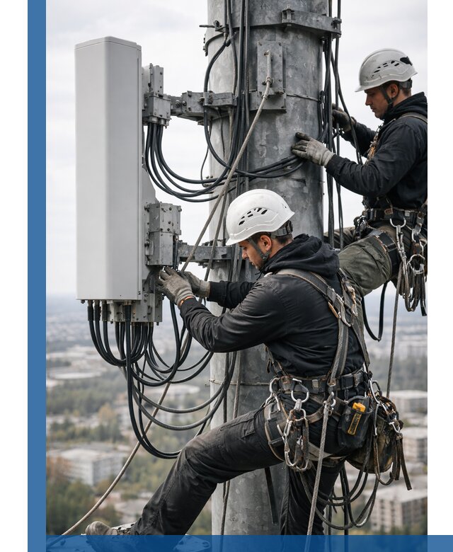 Монтаж оборудования связи на мачте в Железногорске с пусконаладкой