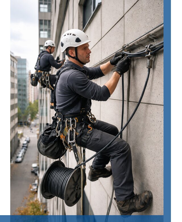 Прокладка кабеля по фасаду в Железногорске от 358 р. | ВЫСОТНИК-Жлк