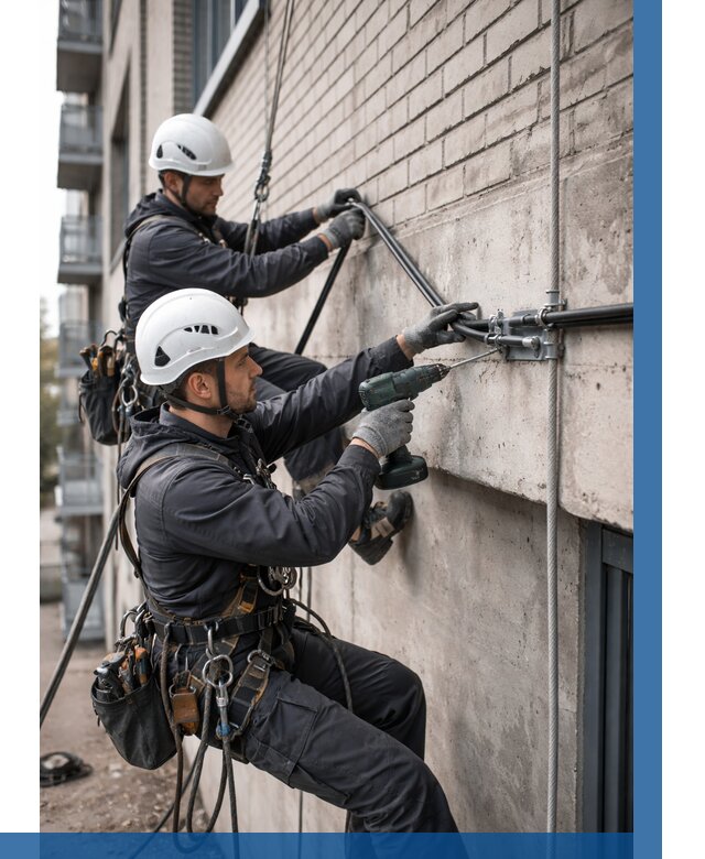 Крепление кабеля на фасаде в Железногорске от 358 р. | ВЫСОТНИК-Жлк