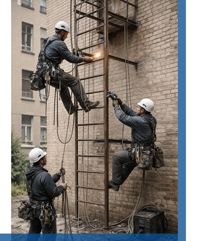 Ремонт пожарной лестницы в Железногорске от 7666 р. | ВЫСОТНИК-Жлк