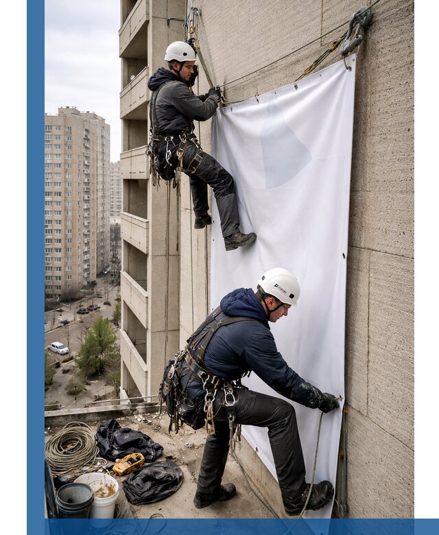 Профессиональный монтаж баннеров на фасаде в Железногорске