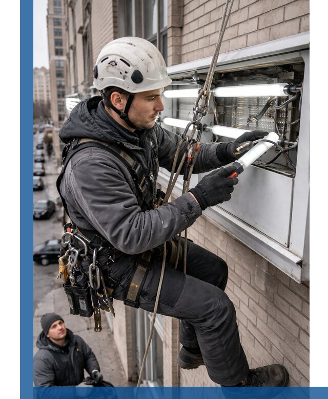 Профессиональная замена ламп в наружной вывеске в Железногорске