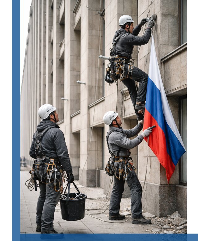 Профессиональная установка флагов на фасаде в Железногорске