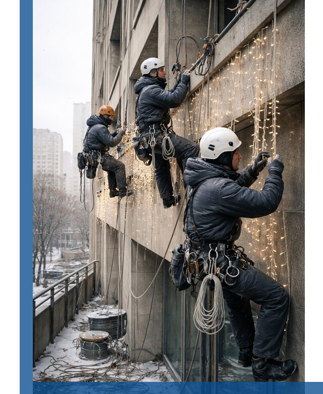 Монтаж новогодней иллюминации и украшение фасадов в Железногорске