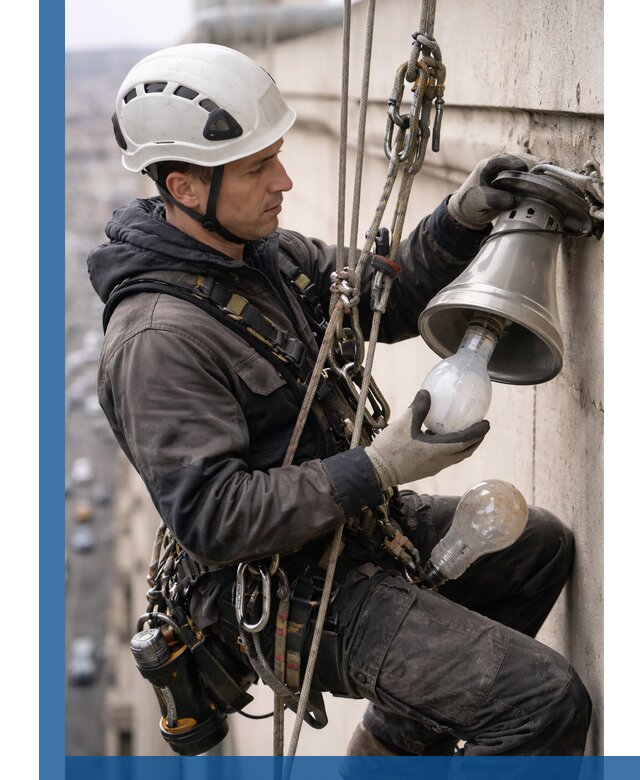 Замена ламп на высоте в Железногорске профессионально и быстро