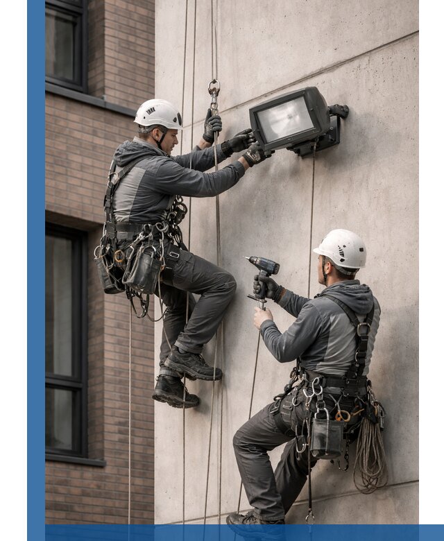 Профессиональный монтаж фасадных прожекторов в Железногорске под ключ