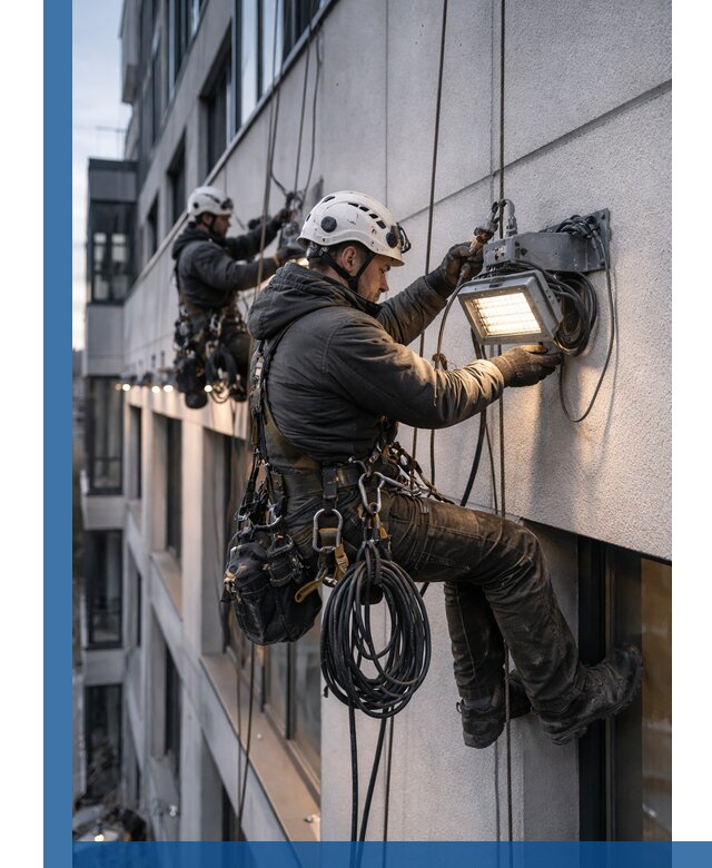 Монтаж фасадного освещения в Железногорске установка и подключение