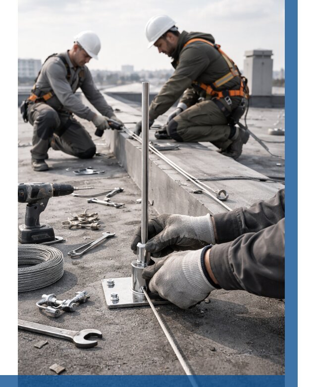 Монтаж молниезащиты на кровле в Железногорске цена от 25553 р. | ВЫСОТНИК-Жлк