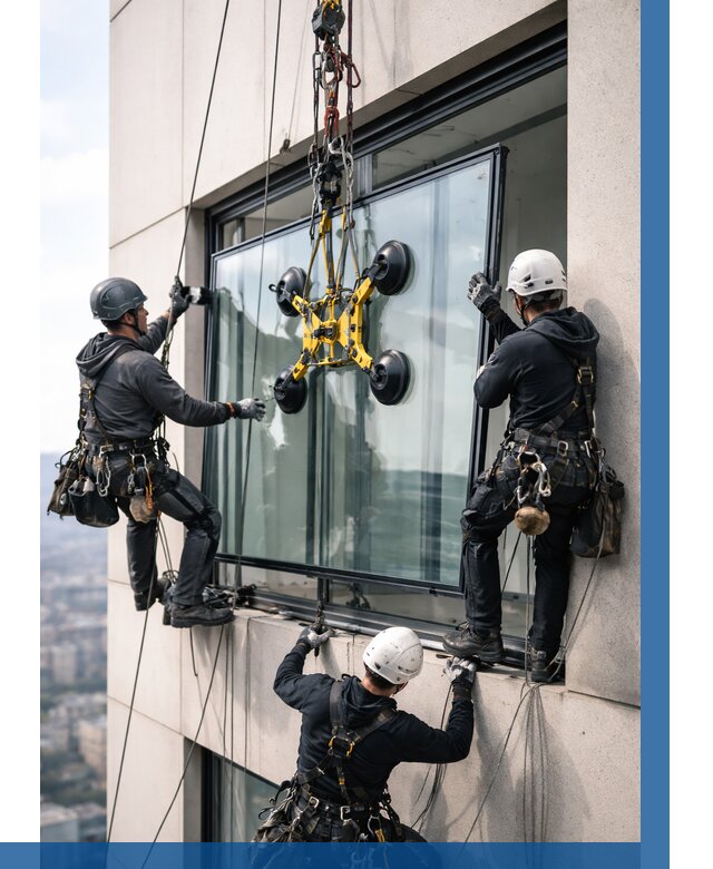 Монтаж стеклопакетов на высоте в Железногорске от 3271 р. | ВЫСОТНИК-Жлк