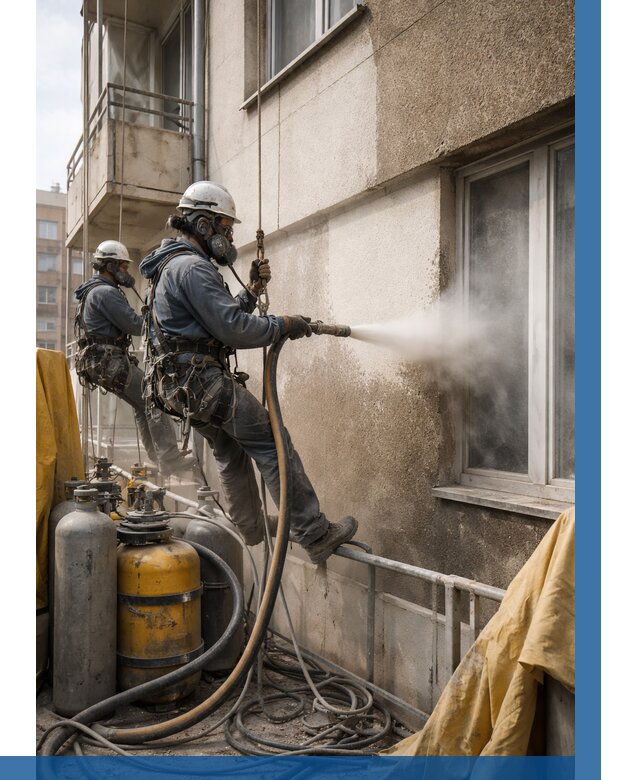 Пескоструйная очистка фасада в Железногорске от 664 р. | ВЫСОТНИК-Жлк