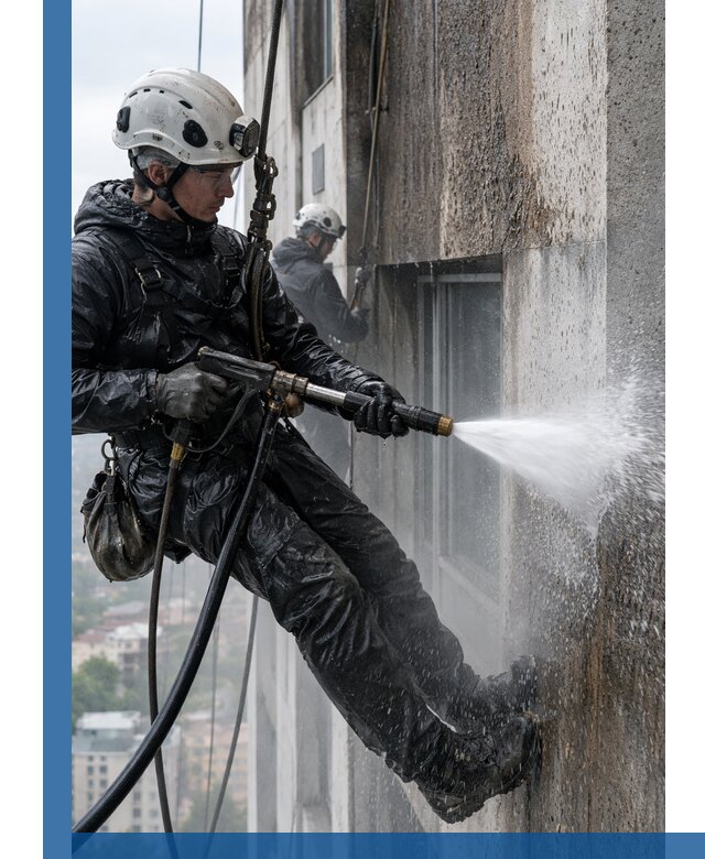 Гидроструйная очистка фасадов и конструкций в Железногорске