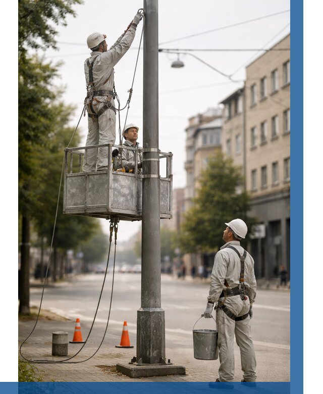 Покраска опор освещения в Железногорске от 5111 р. | ВЫСОТНИК-Жлк