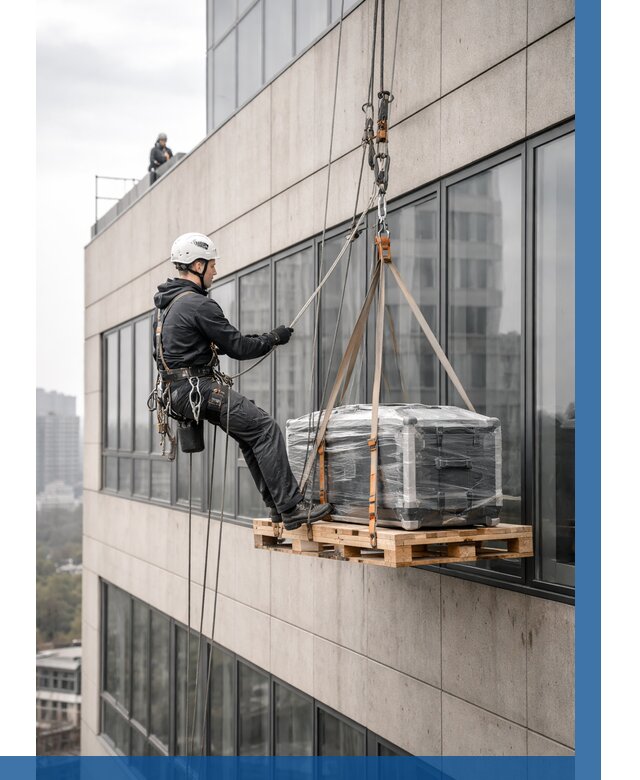 Спуск груза по фасаду в Железногорске от 3577 р. | ВЫСОТНИК-Жлк