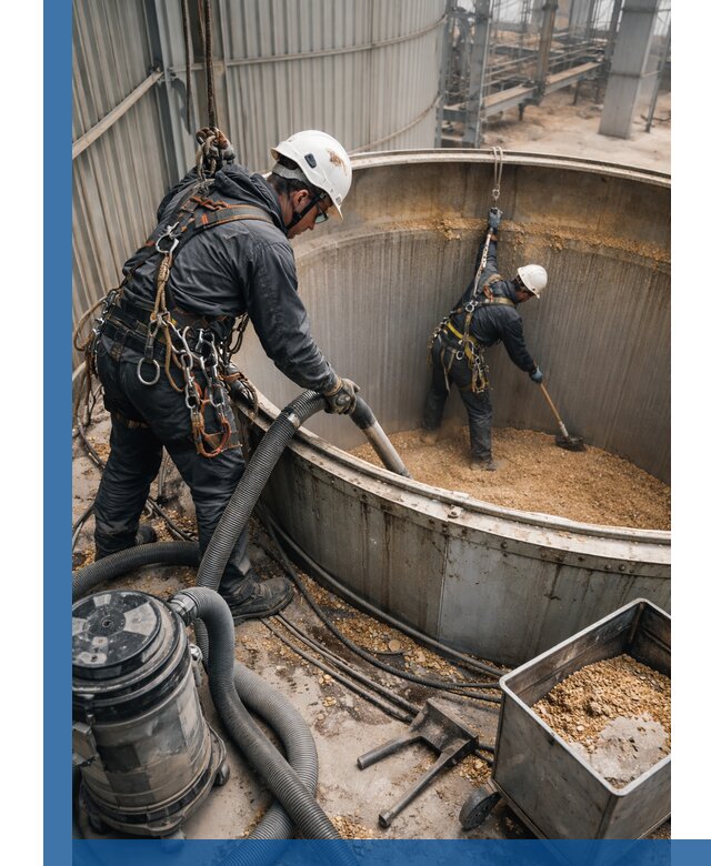 Профессиональная чистка зерновых бункеров в Железногорске с выездом