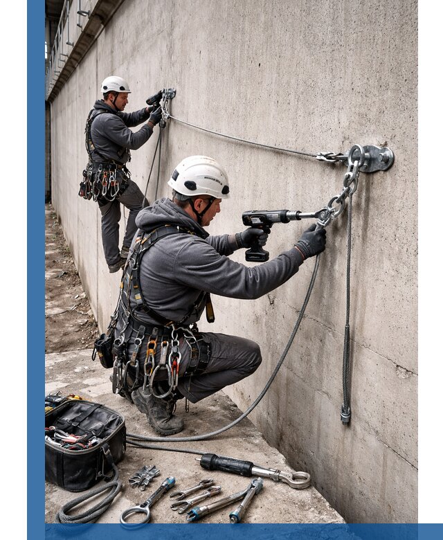 Монтаж анкерных линий высотной безопасности в Железногорске